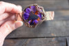 Purple and Red Fused Glass and Copper Statement Bracelet