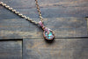Aqua Fused Glass Mini Pendant with Copper Wire Wrapping