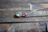 Aqua Fused Glass Mini Pendant with Copper Wire Wrapping