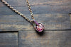Deep Pink Fused Glass Mini Pendant with Copper Wire Wrapping