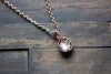 Deep Pink and Aqua Fused Glass Mini Pendant with Copper Wire Wrapping
