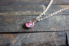Deep Pink and Aqua Fused Glass Mini Pendant with Copper Wire Wrapping