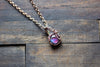 Purple and Blue Fused Glass Mini Pendant with Copper Wire Wrapping