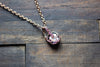 Purple and Blue Fused Glass Mini Pendant with Copper Wire Wrapping