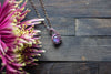 Purple and Blue Fused Glass Mini Pendant with Copper Wire Wrapping