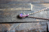 Purple and Blue Fused Glass Mini Pendant with Copper Wire Wrapping