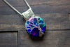 Sterling Silver Tree of Life Pendant with Multi-colored Fused Glass