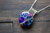 Sterling Silver Tree of Life Pendant with Multi-colored Fused Glass