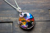 Multi-colored Fused Glass Statement Pendant with Sterling Silver Wire Wrapping