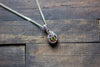 Sterling Silver Mini Pendant with Green and Orange Fused Glass Accent