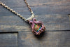 Golden Sunset Dichroic Glass Pendant with Copper Wire Wrapping