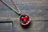 Copper Bird's Nest Pendant with Red Glass Beads