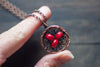 Copper Bird's Nest Pendant with Red Glass Beads
