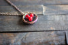 Copper Bird's Nest Pendant with Red Glass Beads