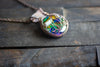 Multi-Color Flower in Bloom Pendant with Copper Wire Wrapping