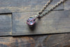 Striped Blue and Green Fused Glass Mini Pendant with Copper Wire Wrapping