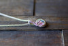 Pink, Blue and Green Fused Glass and Sterling Silver Mini Pendant