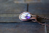 Flower In Bloom Purple and White Fused Glass and Copper Wire Pendant