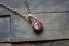 Pink and Red Fused Glass Mini Pendant with Copper Wire Wrapping