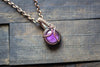 Purple Fused Glass Mini Pendant with Copper Wire Wrapping