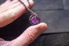 Purple Fused Glass Mini Pendant with Copper Wire Wrapping