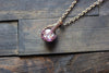 Purple Fused Glass Mini Pendant with Copper Wire Wrapping
