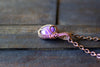 Purple Fused Glass Mini Pendant with Copper Wire Wrapping