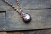 Ice Blue Fused Glass Mini Pendant with Copper Wire Wrapping