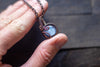 Ice Blue Fused Glass Mini Pendant with Copper Wire Wrapping