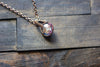Ice Blue Fused Glass Mini Pendant with Copper Wire Wrapping