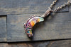 "Shades of the Desert" Crescent Moon Pendant with Copper Wire Wrapping