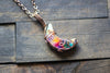 "Shades of the Desert" Crescent Moon Pendant with Copper Wire Wrapping