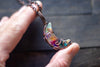 "Shades of the Desert" Crescent Moon Pendant with Copper Wire Wrapping