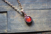 Bright Red Fused Glass Mini Pendant with Copper Wire Wrapping
