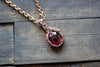 Red and Black Fused Glass Mini Pendant with Copper Wire Wrapping