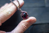 Red and Black Fused Glass Mini Pendant with Copper Wire Wrapping