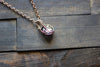 Green and Purple Fused Glass Mini Pendant with Copper Wire Wrapping