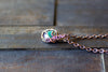 Green and Purple Fused Glass Mini Pendant with Copper Wire Wrapping