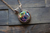 Flower In Bloom Multicolored Fused Glass and Copper Wire Pendant