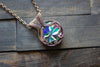 Flower In Bloom Multicolored Fused Glass and Copper Wire Pendant