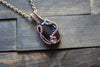 Glittery Dichroic Blue Fused Glass and Copper Wire Pendant