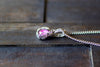 Bright Pink Fused Glass and Sterling Silver Mini Pendant