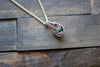 Streaked Blues and Greens Fused Glass and Sterling Silver Mini Pendant