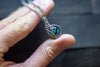 Streaked Blues and Greens Fused Glass and Sterling Silver Mini Pendant