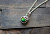 Shades of Green Fused Glass and Sterling Silver Mini Pendant