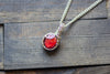 Bright Red Fused Glass and Sterling Silver Mini Pendant