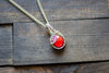 Bright Red Fused Glass and Sterling Silver Mini Pendant