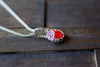 Bright Red Fused Glass and Sterling Silver Mini Pendant