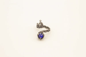 blue-fused-glass-sterling-silver-adjustable-ring-nymph-in-the-woods-jewelry