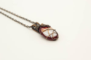white-red-fused-glass-pendant-copper-wire-wrapping-nymph-in-the-woods-jewelry
